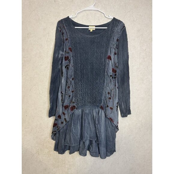 Tunic Top Lagenlook Mix Media Embroidered Boho Hippie Fairy Witchy Grunge MEDIUM - Picture 2 of 12